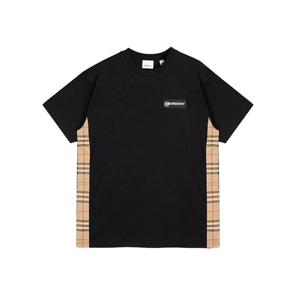 BURBERRY VINTAGE LOGO T-SHIRT PLAID SPLICING UNISEX